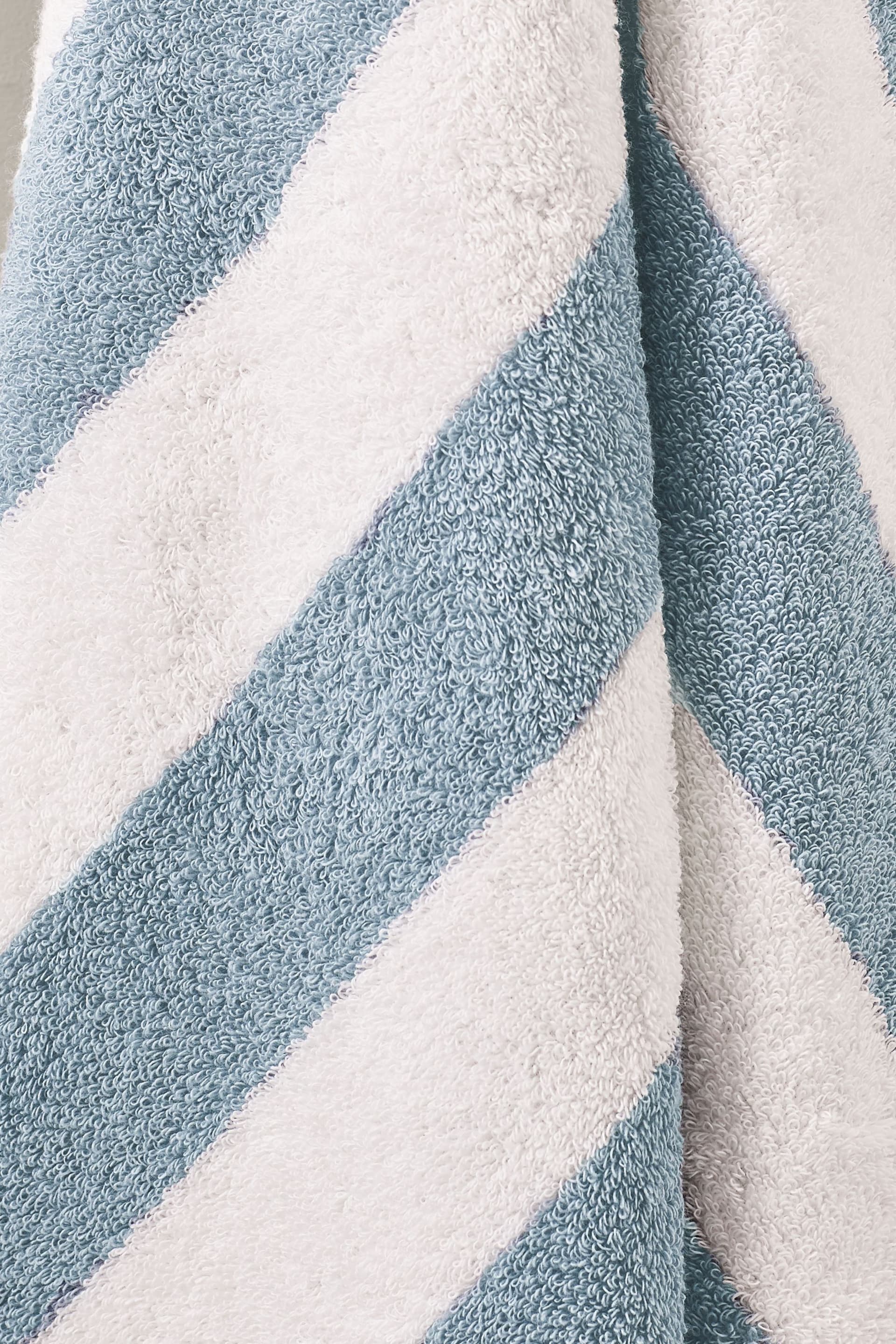 Blue Block Stripe Towel 100% Cotton - Image 4 of 4