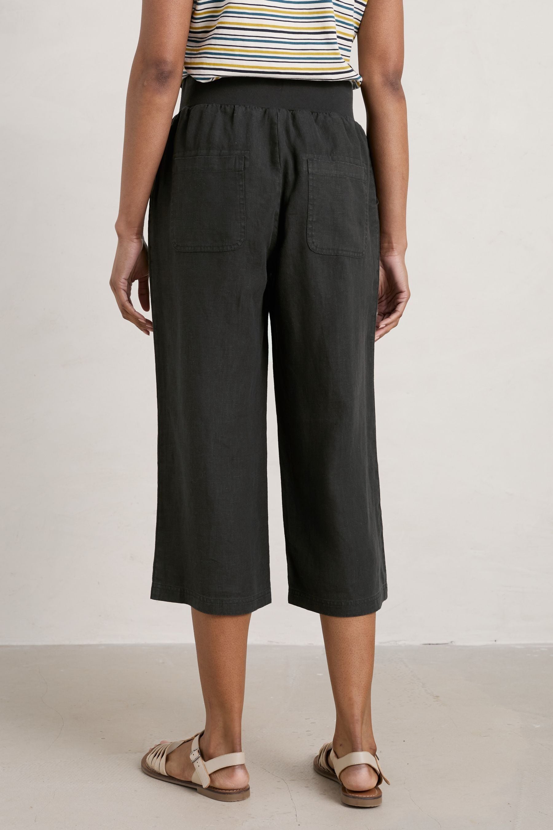 Buy Seasalt Cornwall Black Petite Lunar Light Linen Crop Trousers from Next Luxembourg