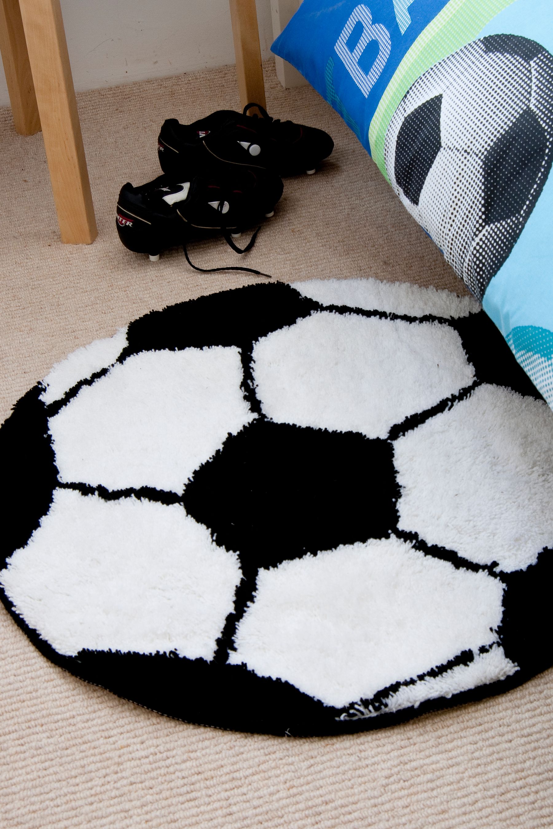 Buy Catherine Lansfield White Football Shaped Rug from the Next UK ...