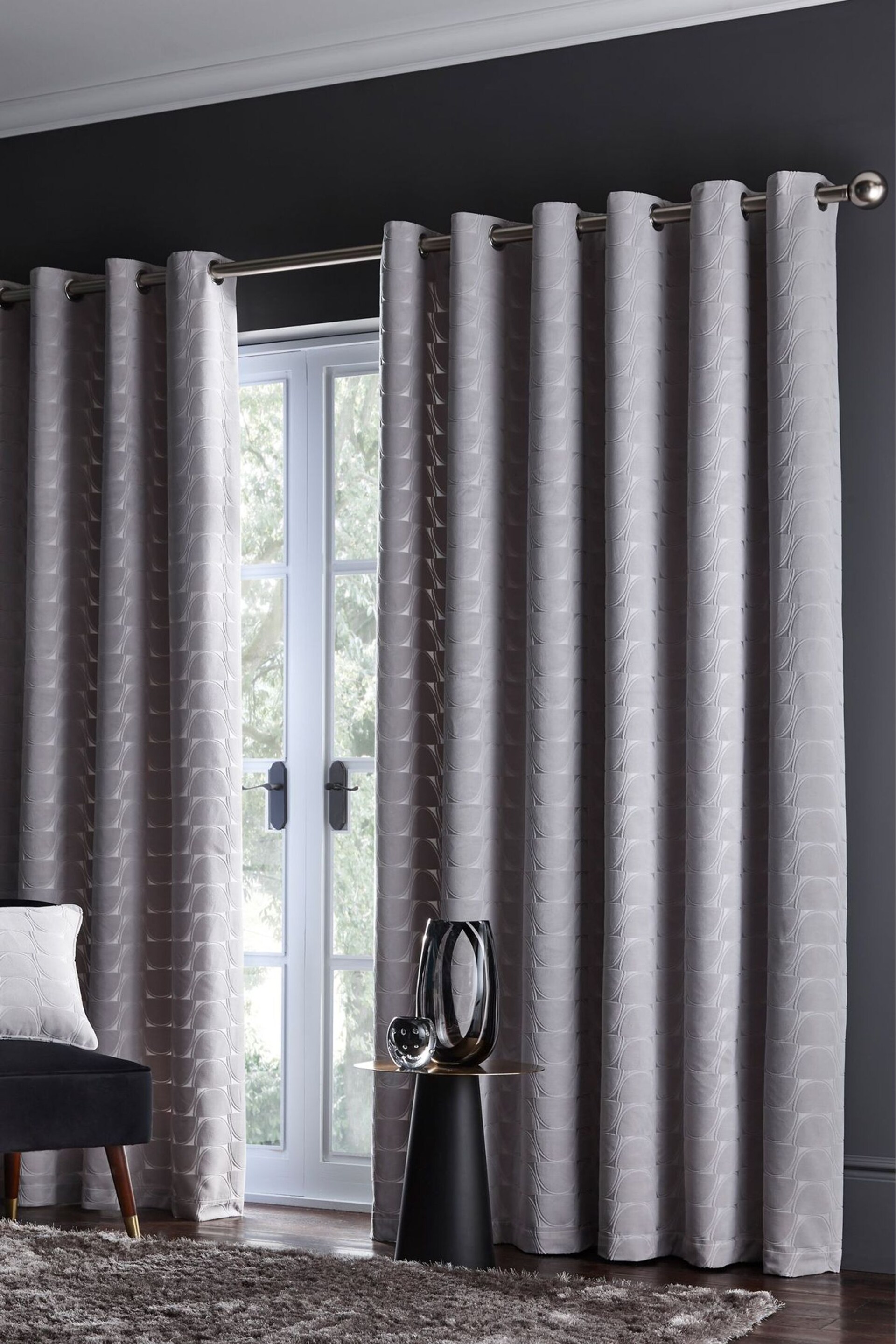 Studio G Silver Lucca Eyelet Curtains - Image 1 of 2