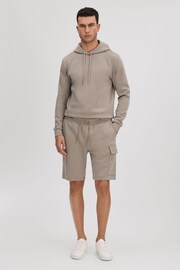 Reiss Taupe Oliver Interlock Jersey Drawstring Shorts - Image 1 of 6