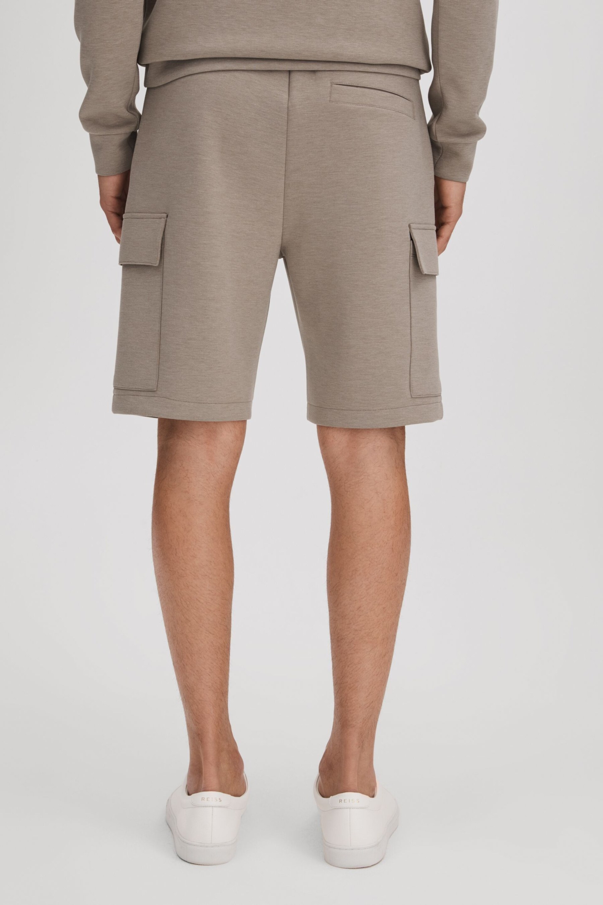 Reiss Taupe Oliver Interlock Jersey Drawstring Shorts - Image 5 of 6