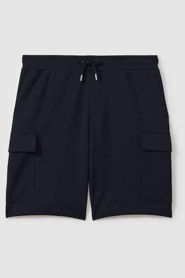 Reiss Navy Blue Oliver Drawstring Jersey Shorts
