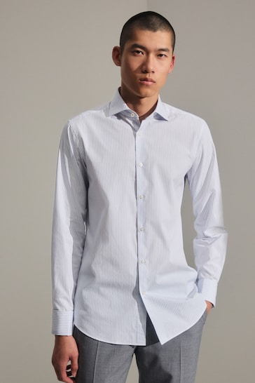 White/Blue Stripe Trimmed Shirt