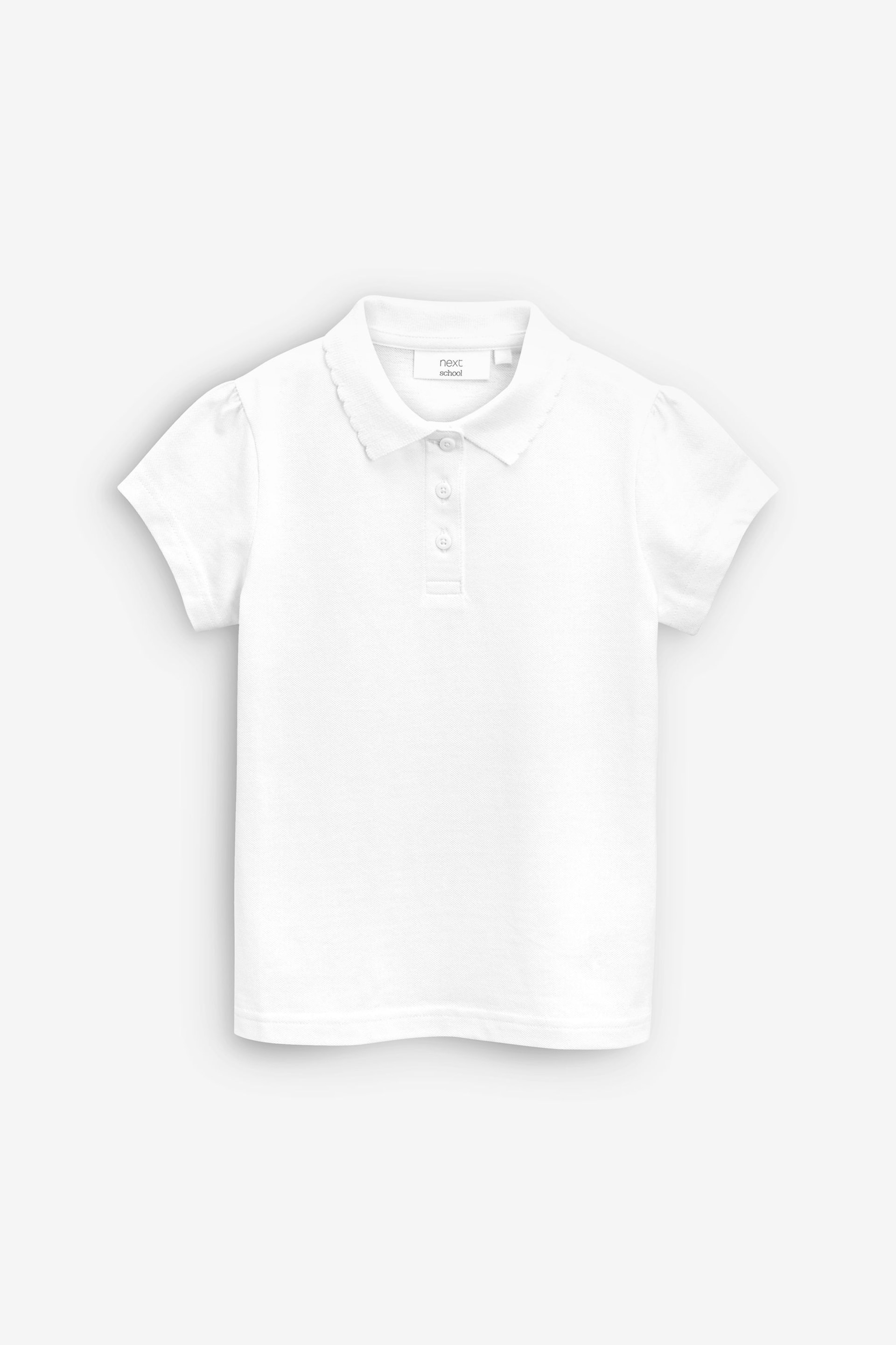 White Regular Fit Cotton Short Sleeve Polo Shirts 2 Pack (3-16yrs) - Image 2 of 6