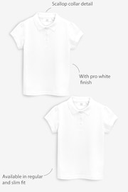 White Regular Fit Cotton Short Sleeve Polo Shirts 2 Pack (3-16yrs) - Image 4 of 6