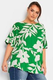 Yours Curve Green Floral Top - Image 1 of 4