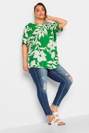 Yours Curve Green Floral Top - Image 2 of 4