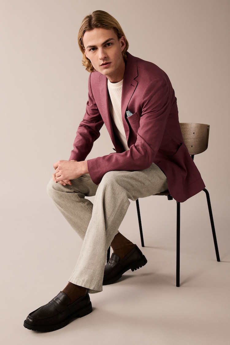 Pink Slim Linen Blend Blazer - Image 2 of 9