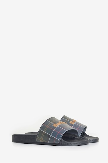 Barbour® Black Tartan Beach Slider Sandals