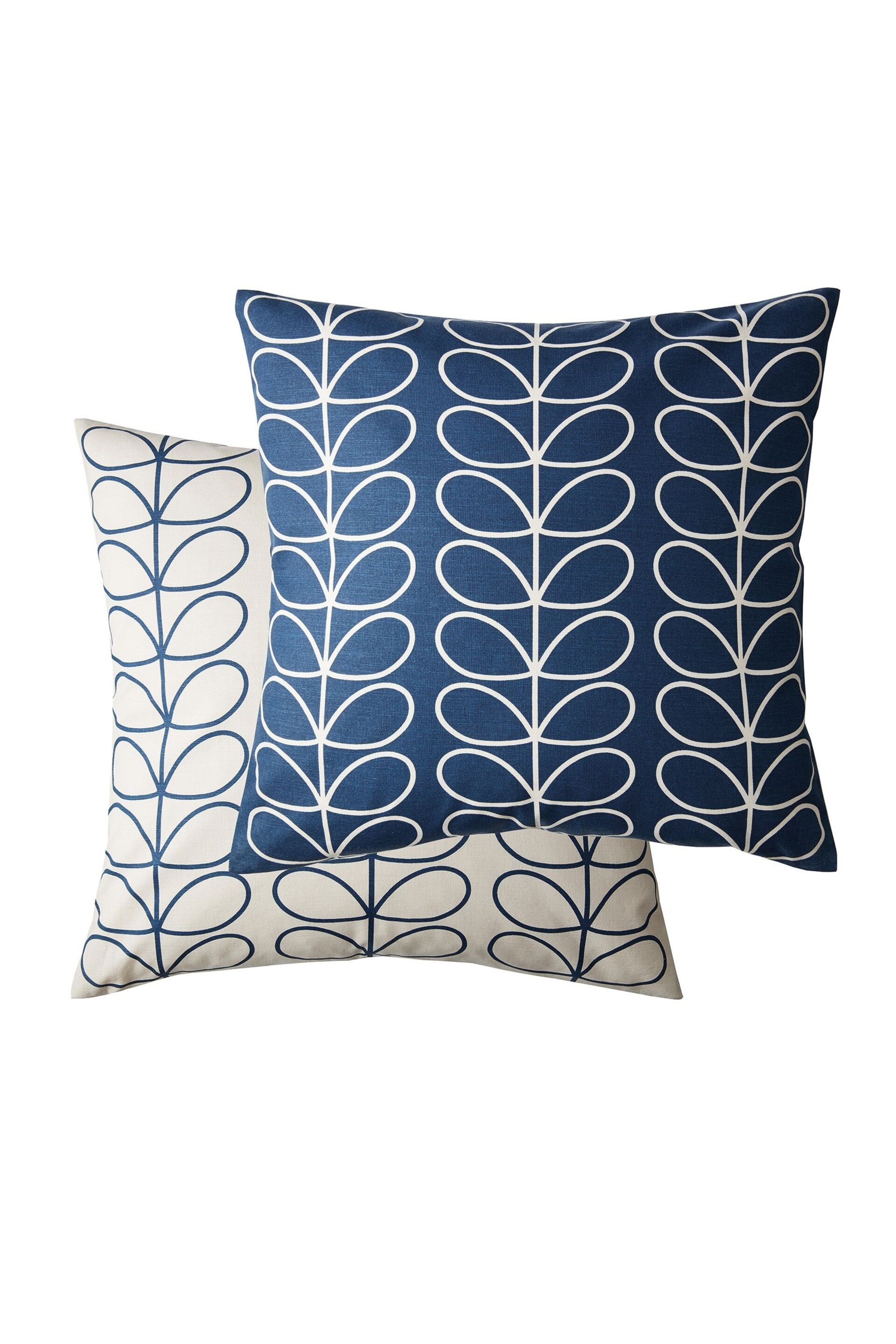 Orla Kiely Blue Small Linear Cushion - Image 1 of 1