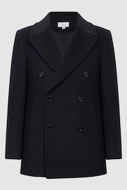 Reiss Light Navy Bergamo Wool Blend Double Breasted Peacoat - Image 2 of 6