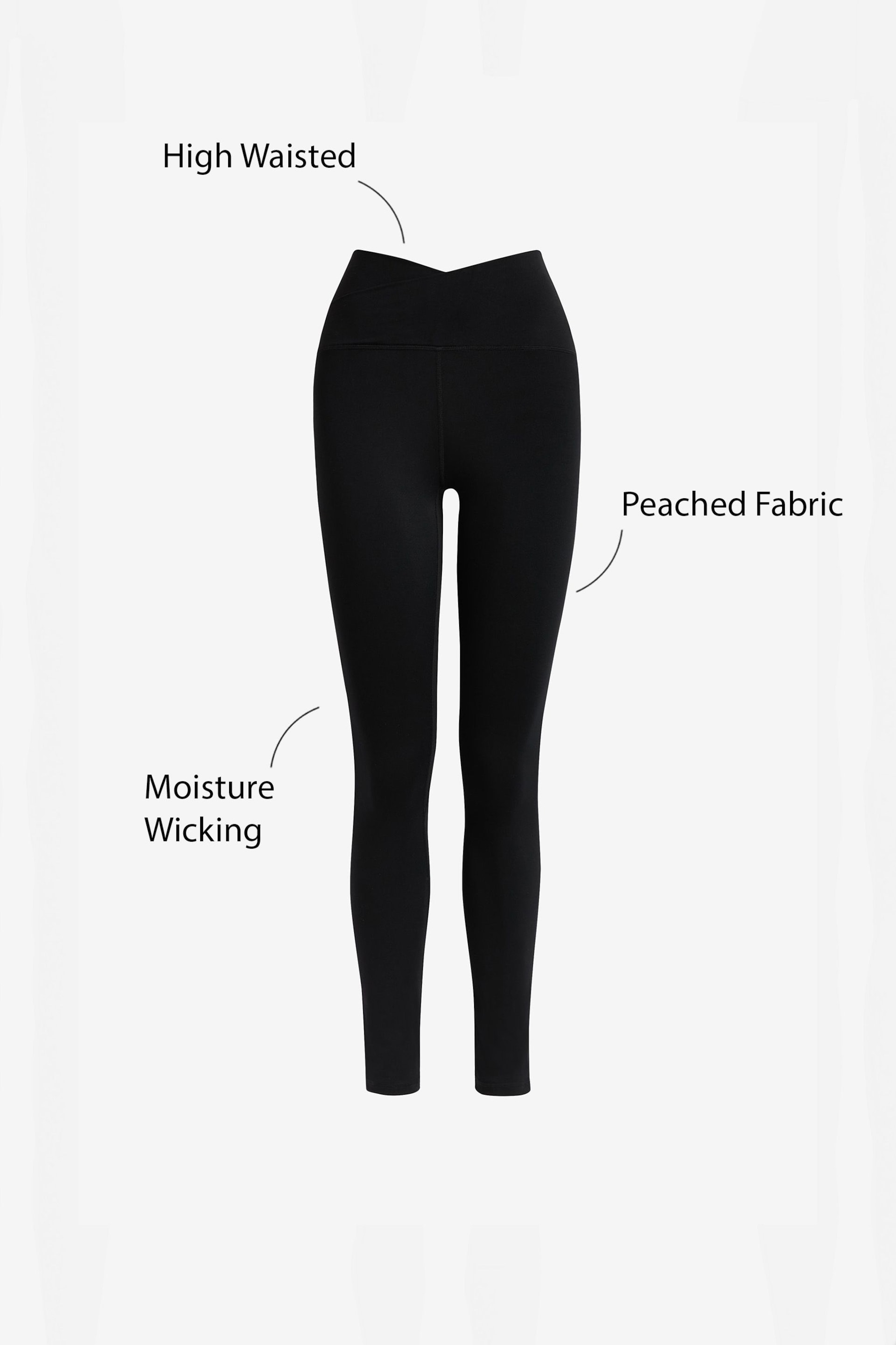 Black Wrap Waist Active Wrap Waist Leggings - Image 6 of 6