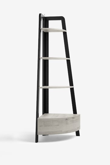Grey Bronx Oak Effect Corner Ladder Shelf