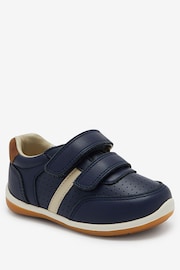 Navy Standard Fit (F) Touch Fastening Leather First Walker Baby Shoes - Image 2 of 6