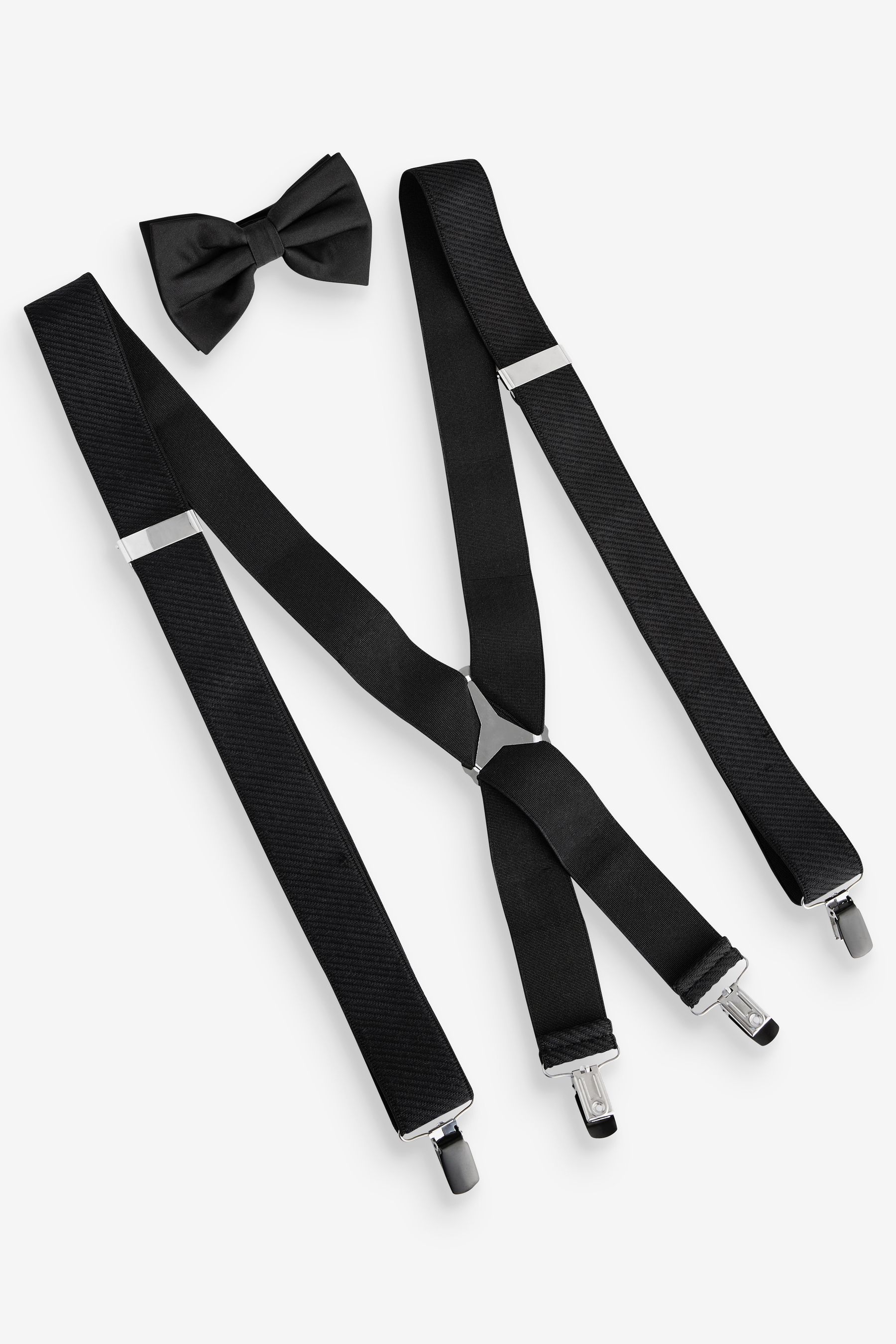 Buy Black Wide Braces and Bow Tie Set from the Next UK online shop