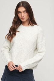 Superdry Grey Chunky Cable Knitwear Jumper - Image 1 of 5