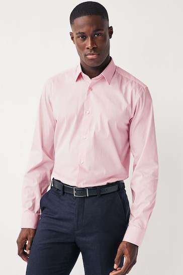 Light Pink Regular Fit Single Cuff Four Way Stretch Shirt