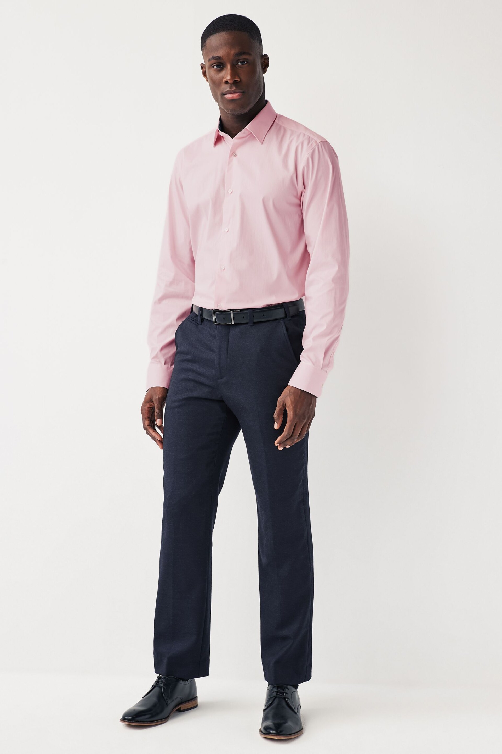 Light Pink Regular Fit Single Cuff Four Way Stretch Shirt - Image 2 of 7