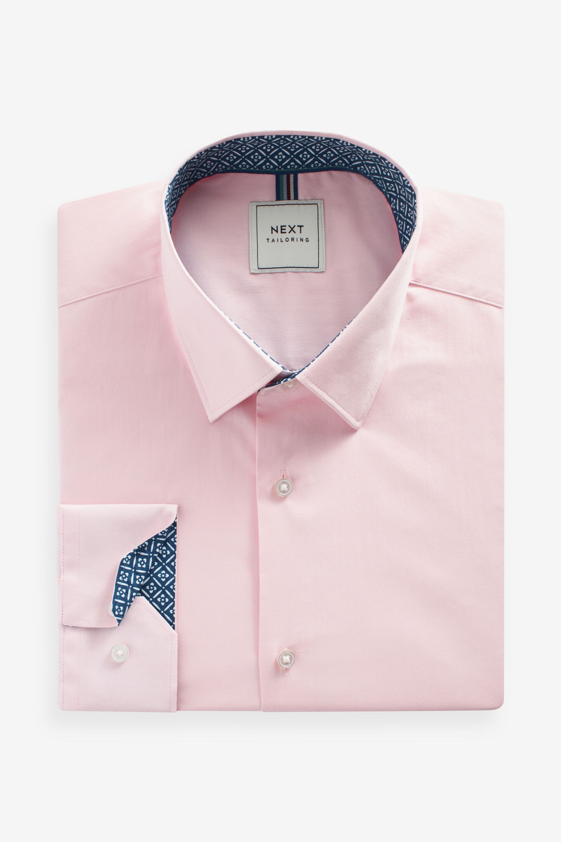 Light Pink Regular Fit Single Cuff Four Way Stretch Shirt - Image 6 of 7