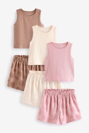 Pink/Brown/Cream Vest Short Pyjamas 3 Pack (3-16yrs) - Image 4 of 9