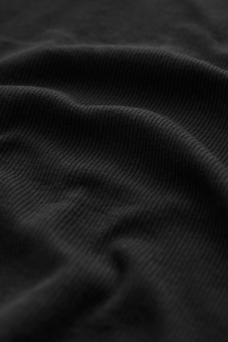 Black Slim Fit Ribbed Short Sleeve Crew Neck T-Shirt - Image 7 of 7