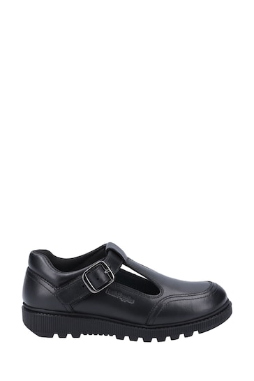 Hush Puppies Black Kerry Non Patent Junior Buckle Shoes