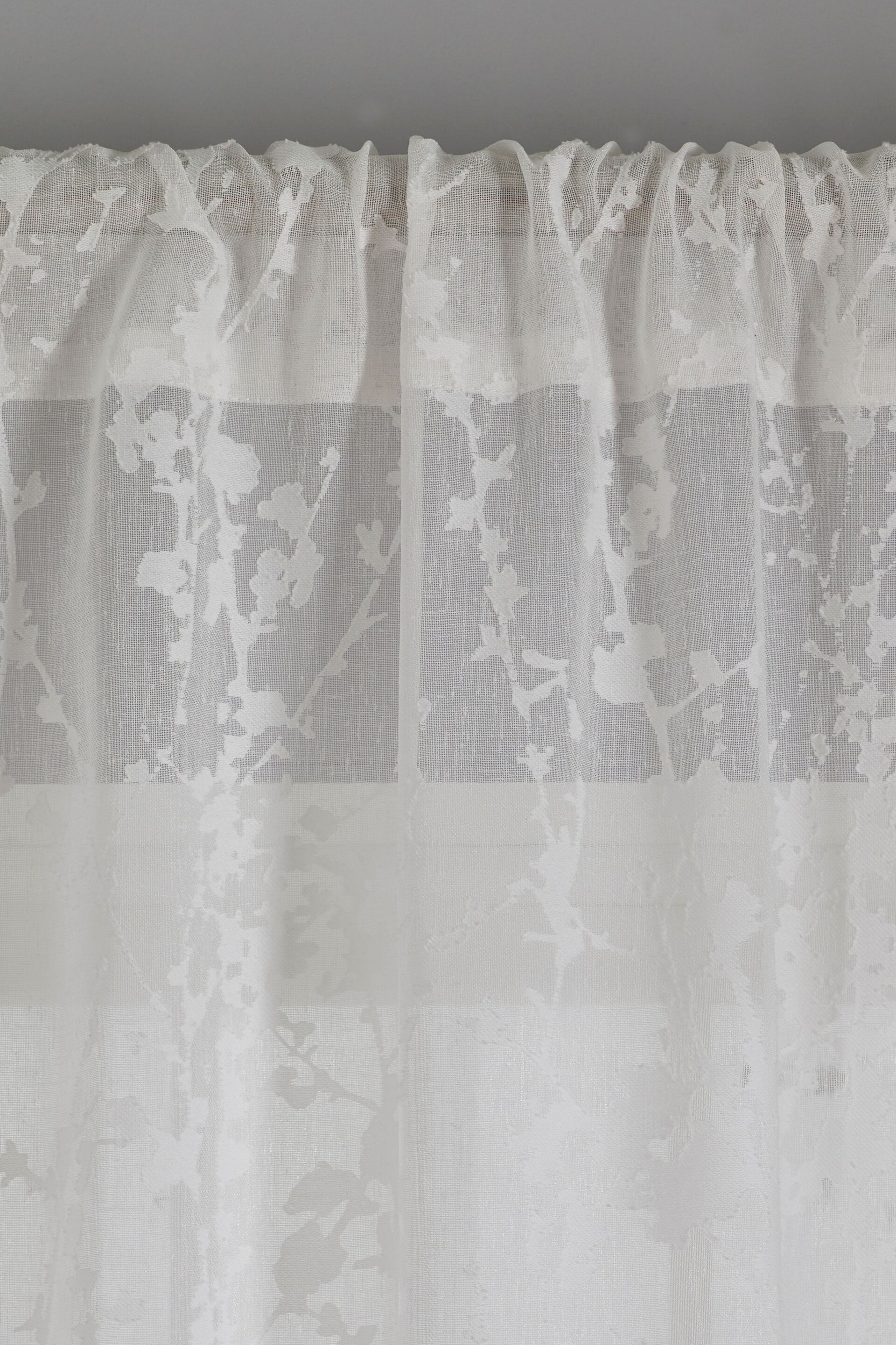 White Blossom Voile Slot Top Unlined Sheer Panel Curtain - Image 1 of 3