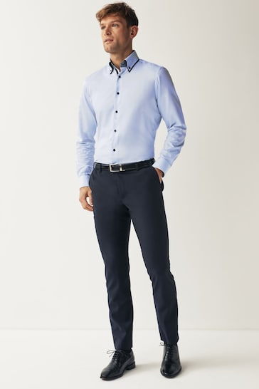 Light Blue Single Cuff Trimmed Formal Shirt