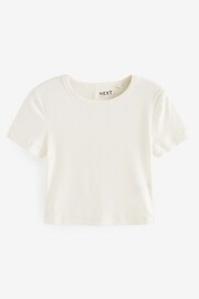Ecru White Slim Fit Ribbed Short Sleeve Crew Neck T-Shirt - Image 5 of 6