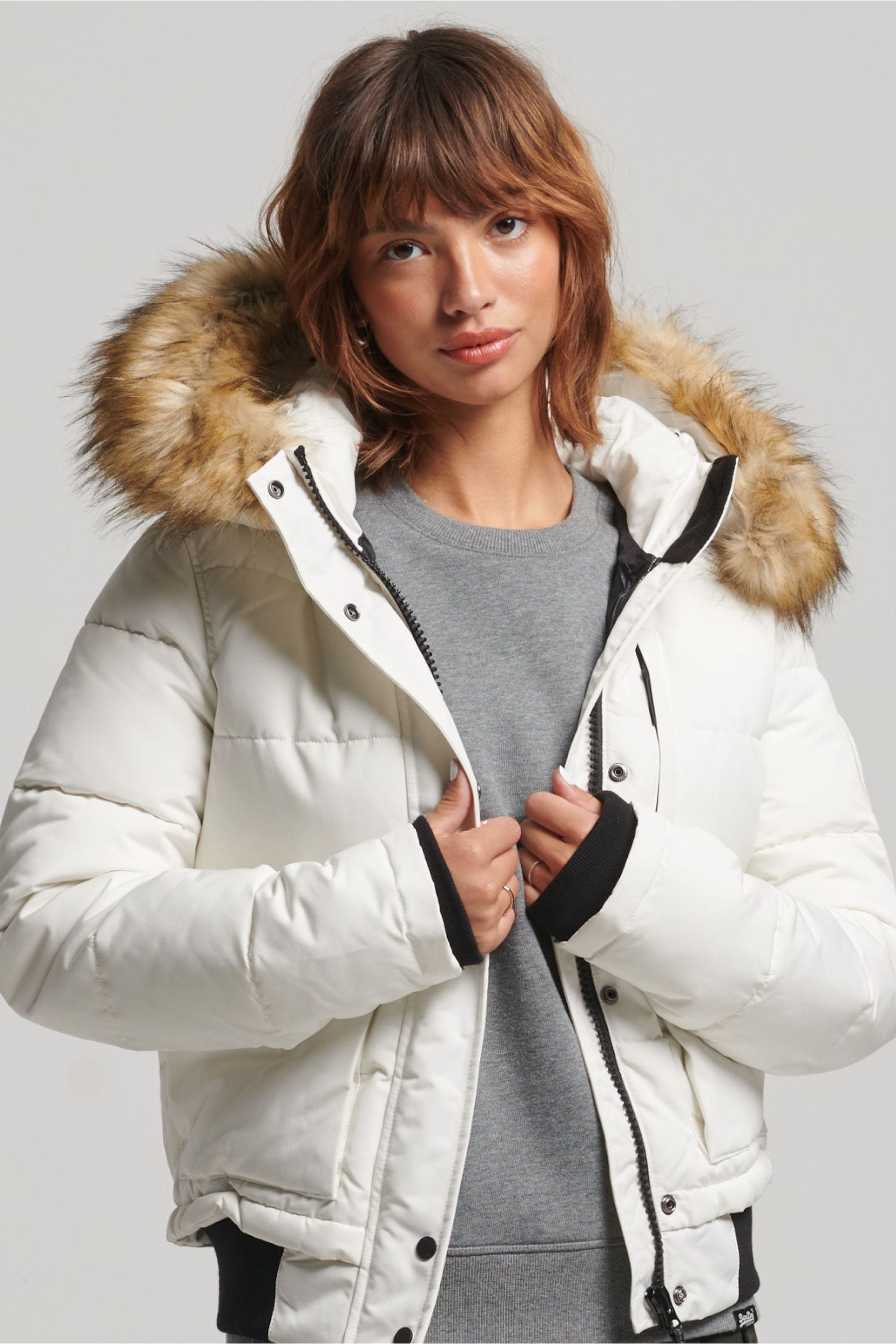 Superdry white jacket on sale