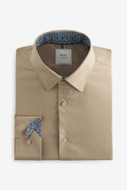 Neutral Brown Slim Fit Single Cuff Four Way Stretch Shirt - Image 6 of 8