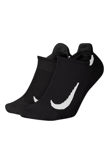 Nike Black Multiplier Running No Show Socks 2 Pack
