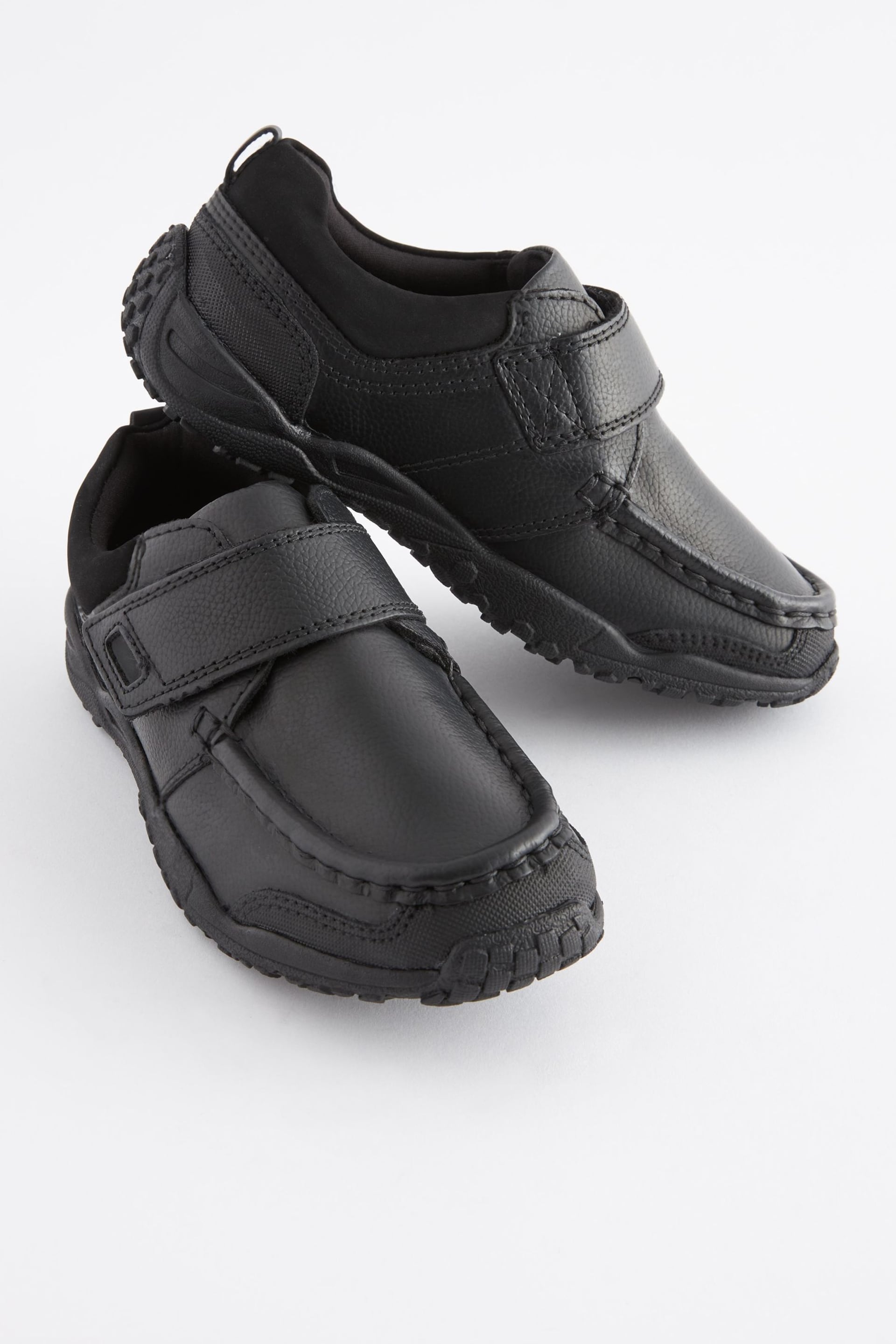 Black Standard Fit (F) School Leather Single Strap Shoes - Image 1 of 10