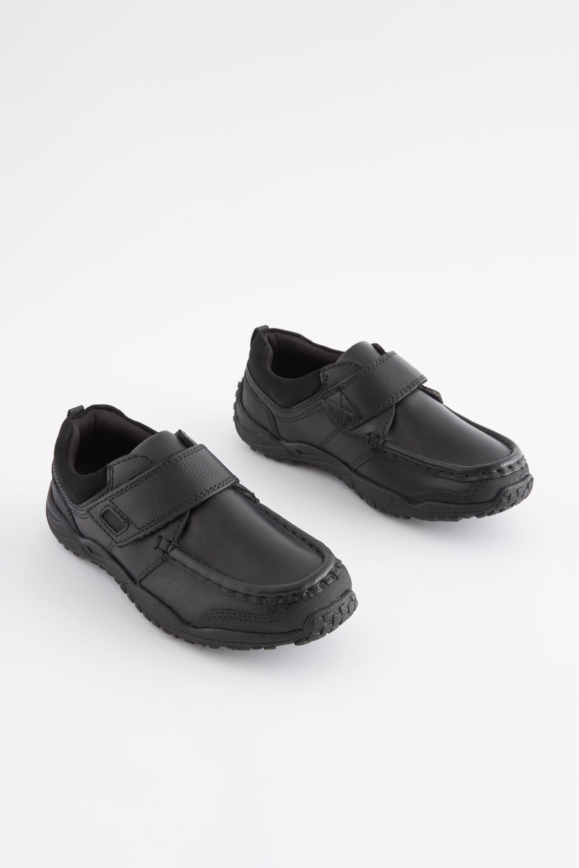 Black Standard Fit (F) School Leather Single Strap Shoes - Image 4 of 10