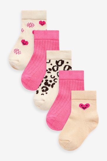Pink Baby Socks 5 Pack (0mths-2yrs)