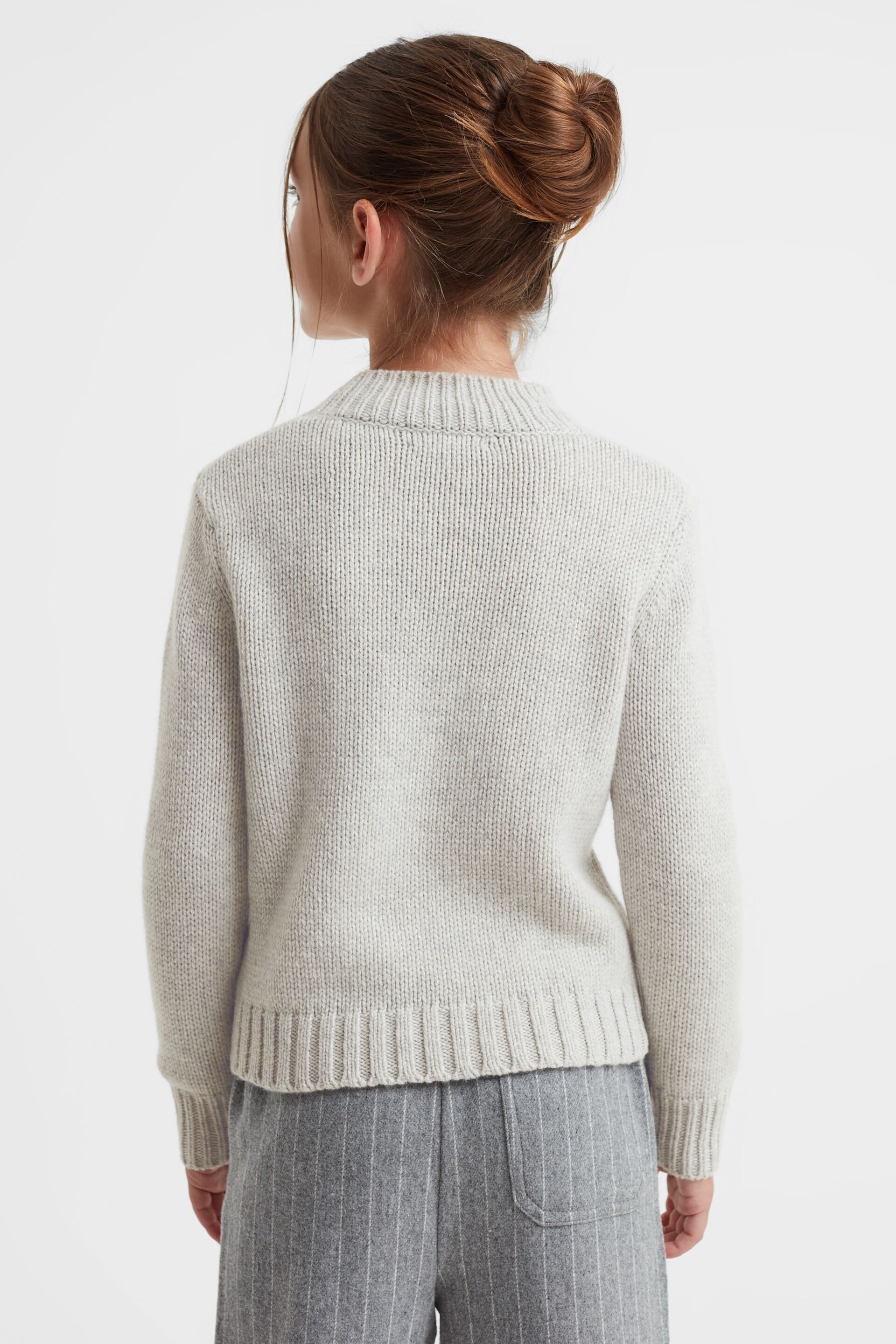 Reiss Grey Polli Junior Casual Knitted Polar Bear Jumper - Image 5 of 6