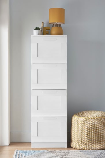 White Flynn 4 Drawer Tall Chest of Drawers