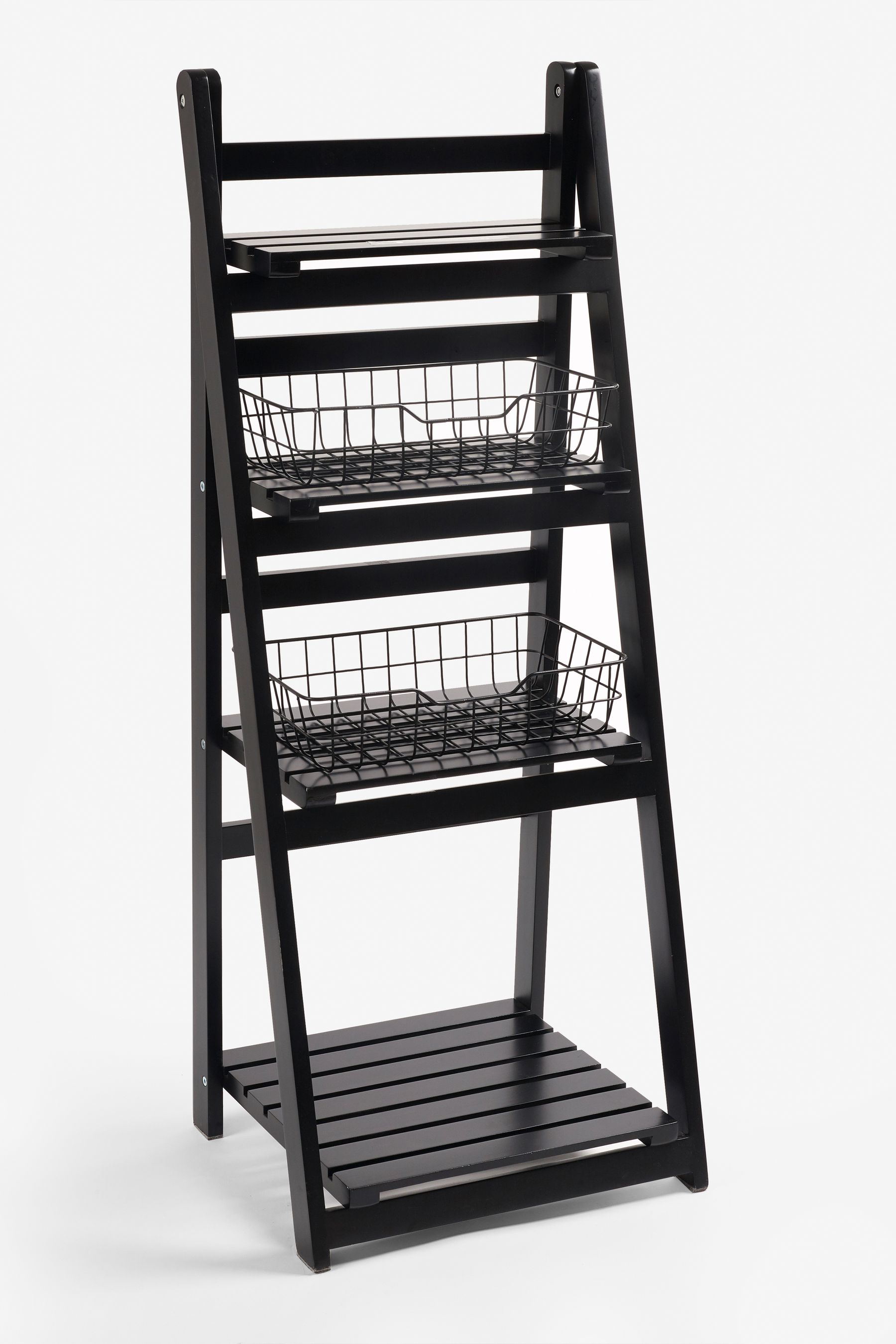 3 tier shop ladder shelf black