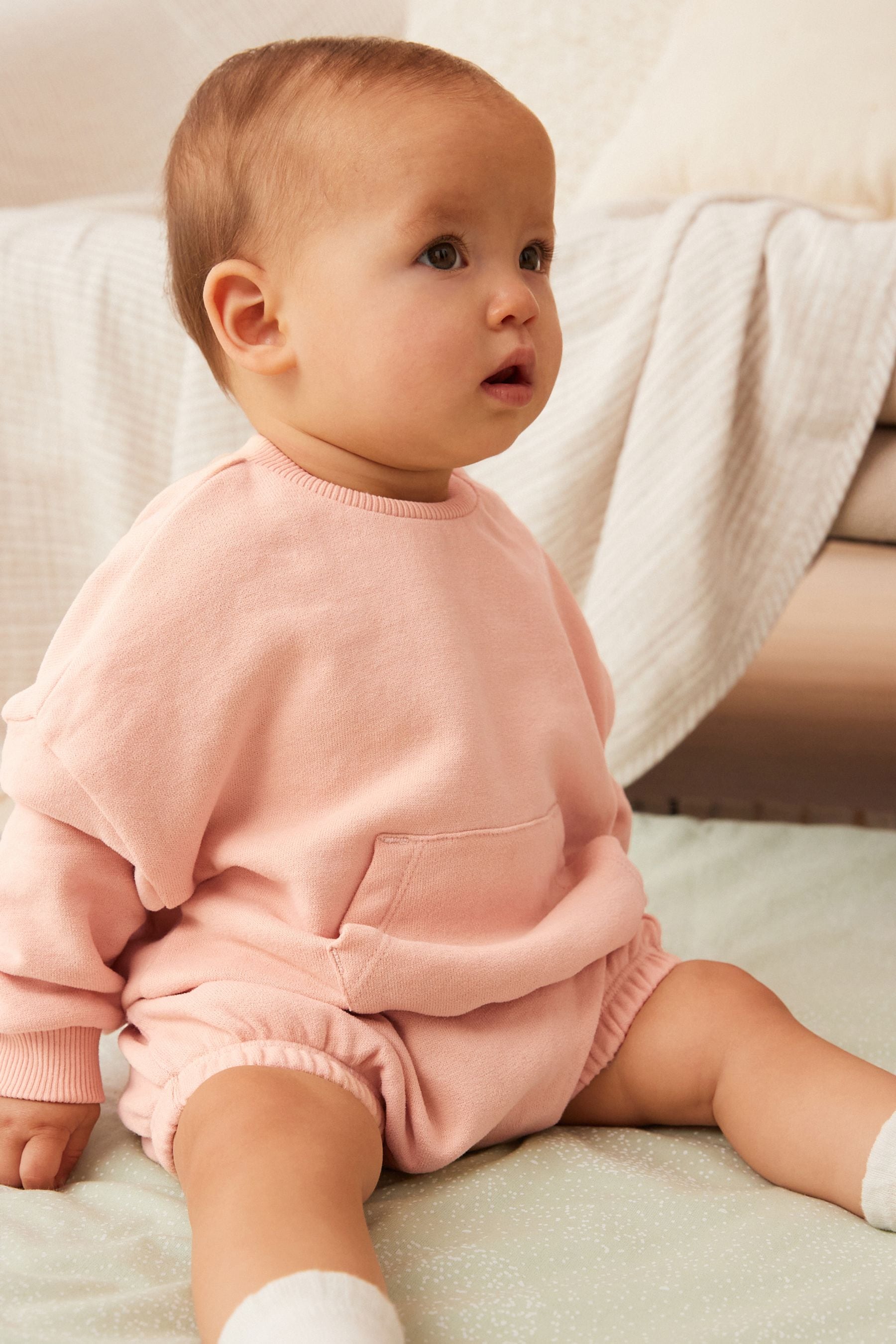 Buy Pink Cosy Baby Sweater and Bloomer Shorts 2 Piece Set from Next Luxembourg