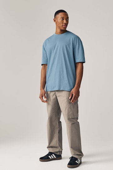 Blue Mid Relaxed Essential Crew Neck T-Shirt