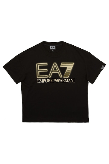 Emporio Armani EA7 Boys Logo Series Black T-Shirt