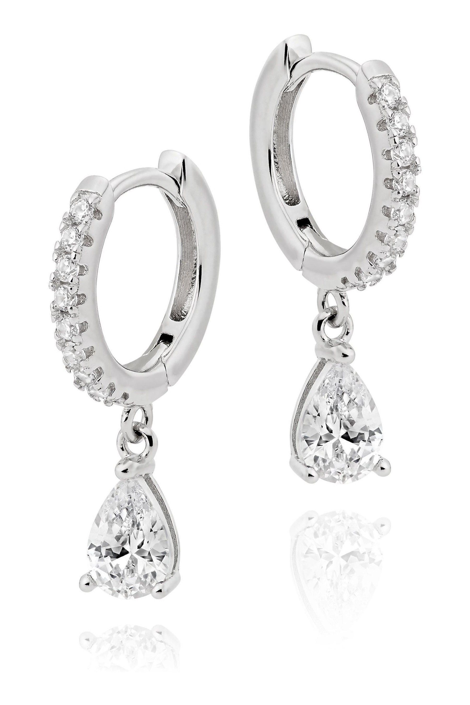 Buy Beaverbrooks Cubic Zirconia Pear Drop Hoop Earrings from the