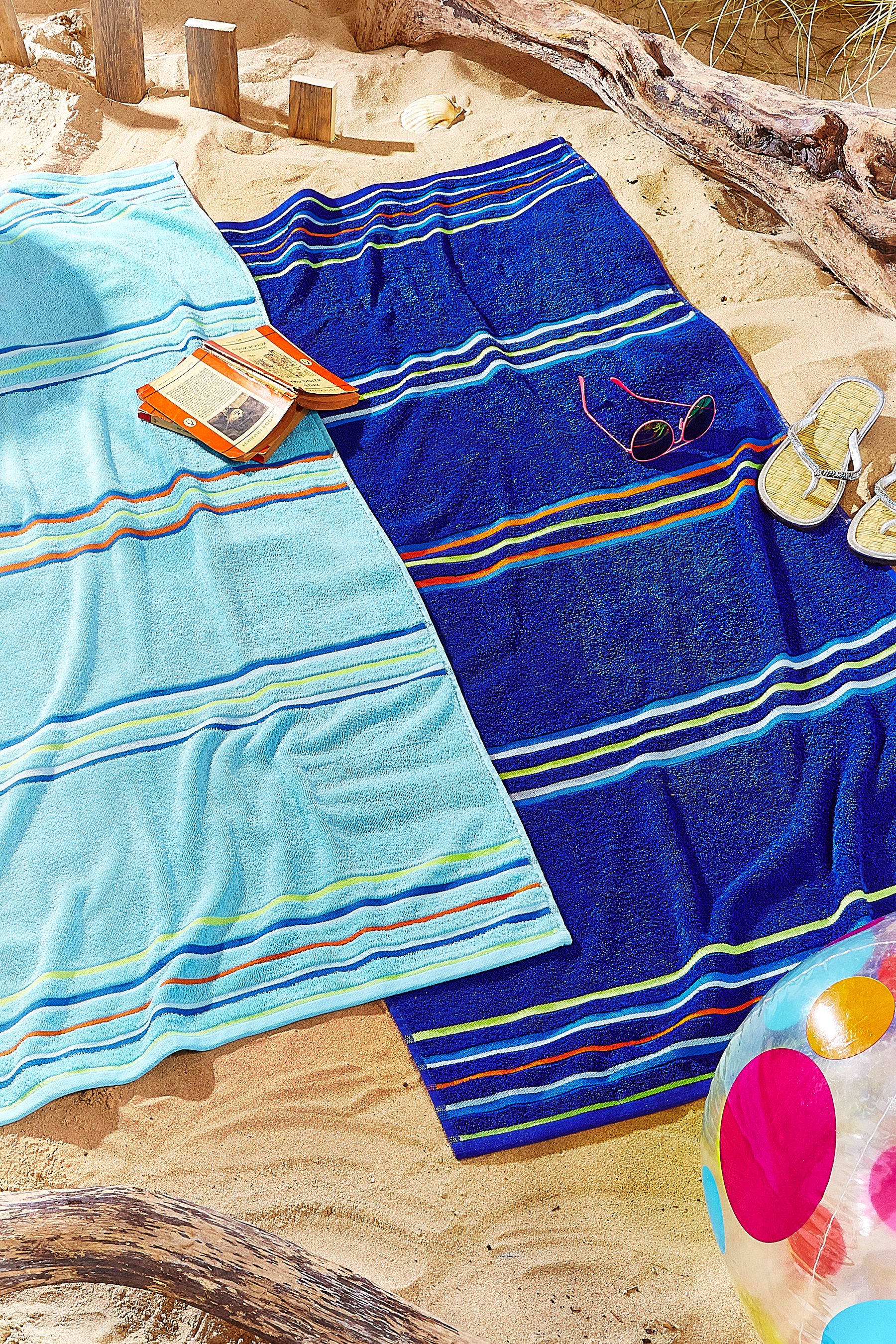 Buy Catherine Lansfield Set of 2 Blue Rainbow Jaquard Beach Towels from Next Ireland