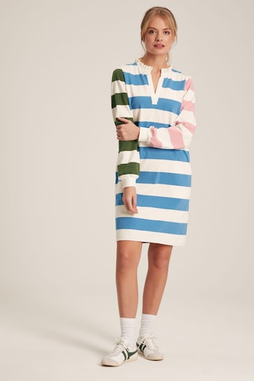 Joules Sophia Multi Striped Cotton Rugby Shirt Dress