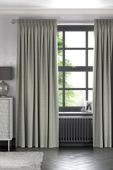 Light Grey Woven Geo Made To Measure Curtains