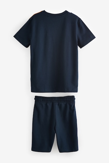 Yellow/ Navy Colourblock Shorts and T-Shirt Set (3-16yrs)