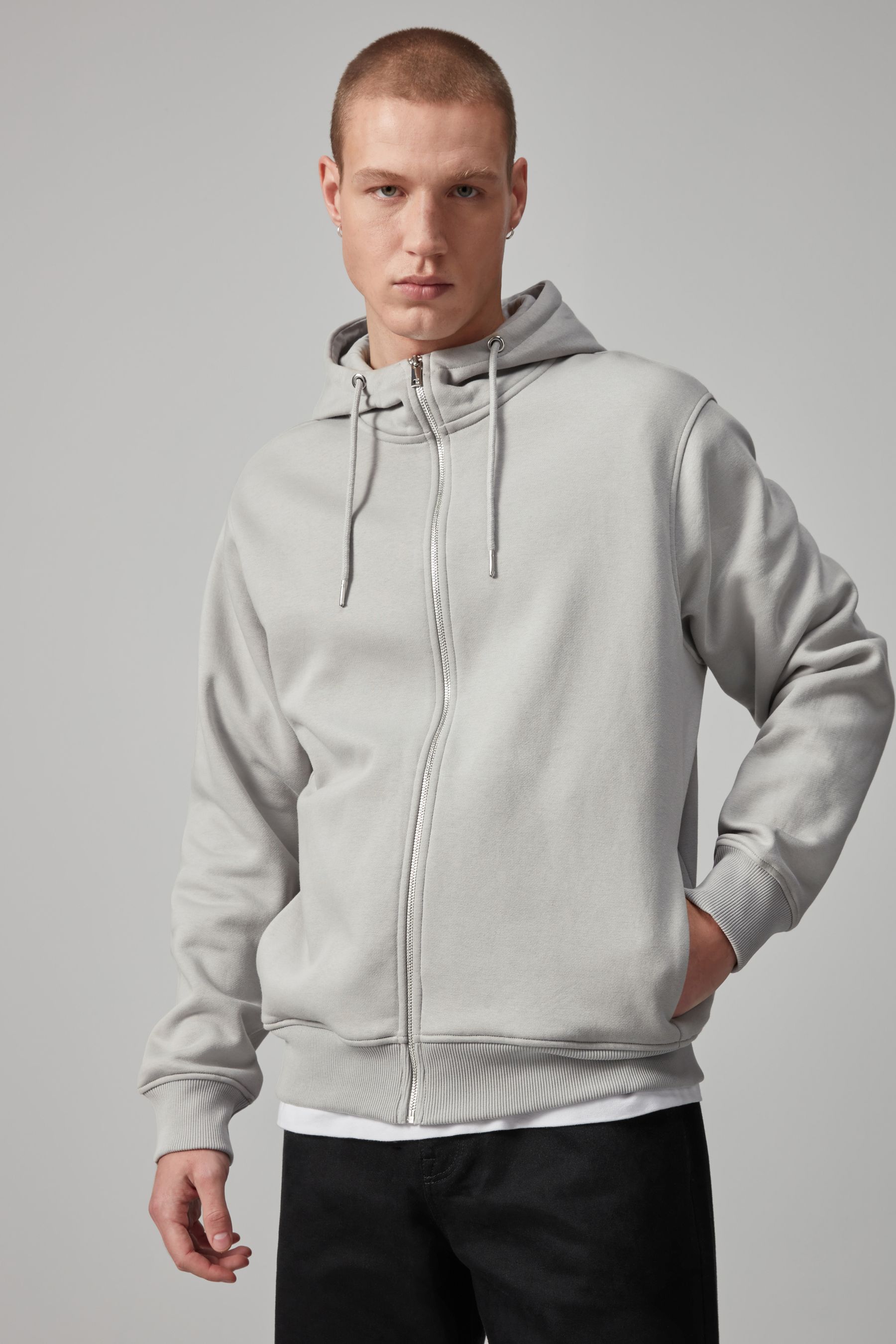 Grey Zip Through Hoodie