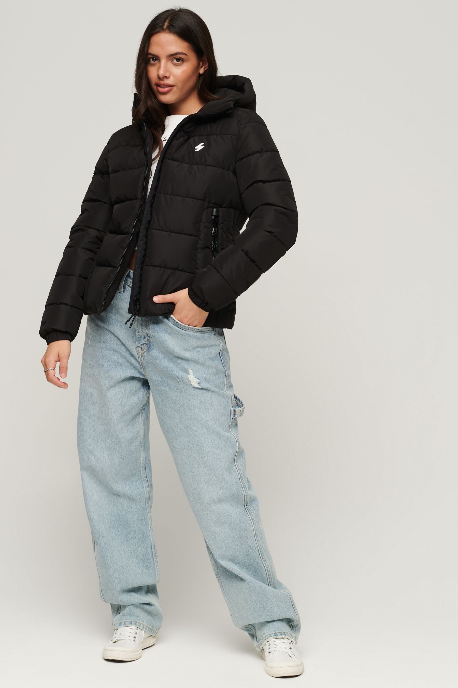 Buy Superdry Black Hooded Spirit Sports Puffer Jacket from Next Ireland