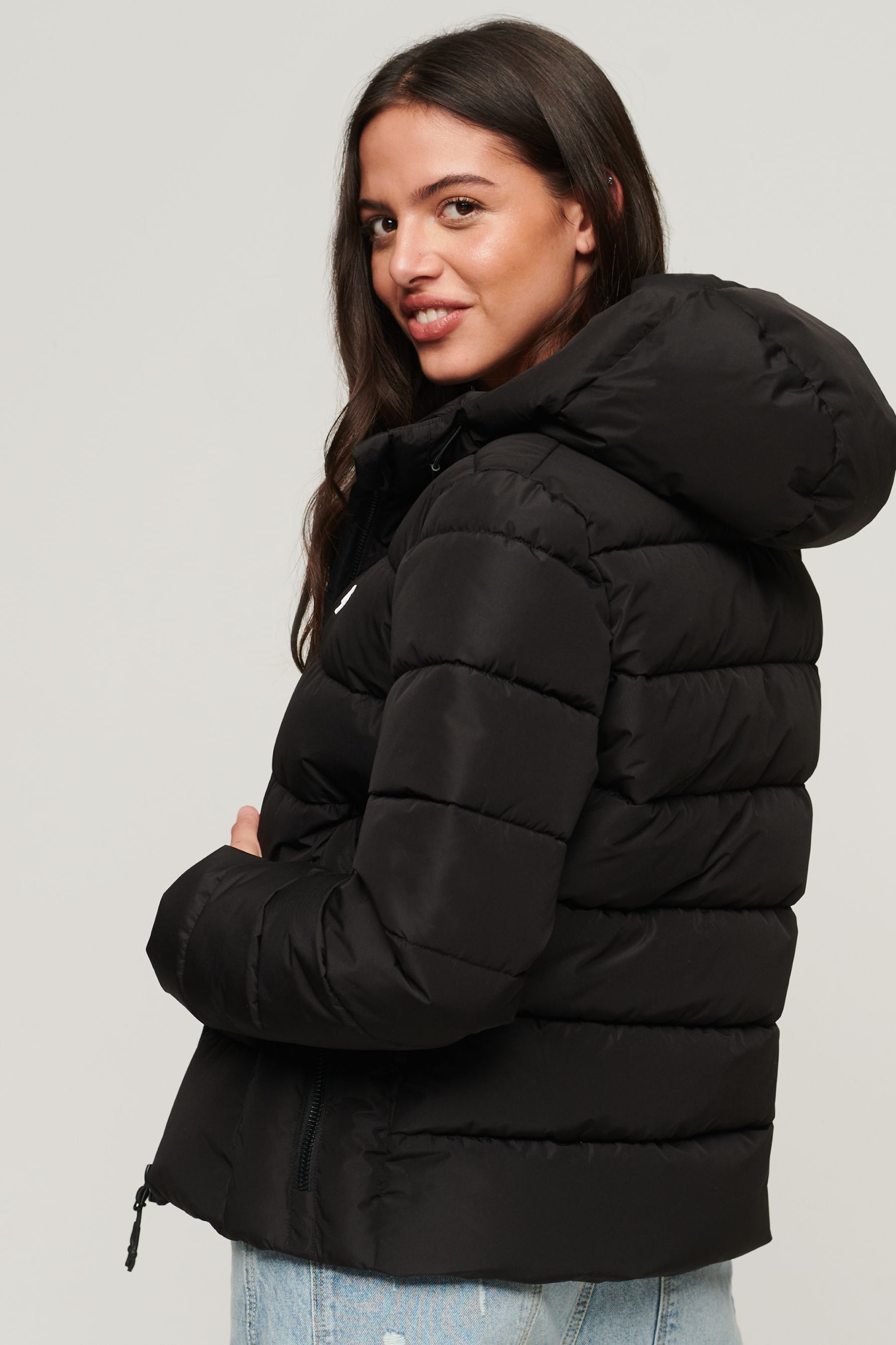 Buy Superdry Black Hooded Spirit Sports Puffer Jacket from Next Lithuania